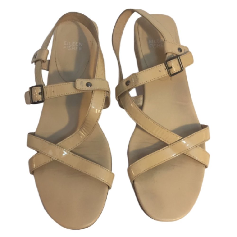 🫶Eileen Fisher Tan cork low wedge Sandals Comfort (E006)